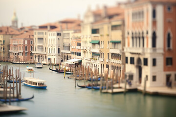 Naklejka premium Venice canal selective focus tilt-shift illustration concept