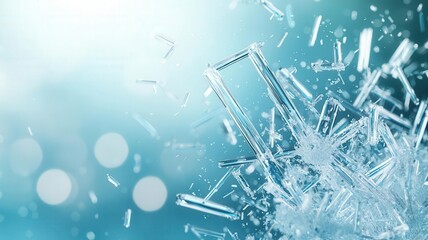 Close-up of crystals forming in organic solution, chemical reaction, crystallization process