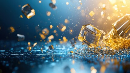 Chemical reaction concept. Close-up of crystals forming in organic solution, crystallization process