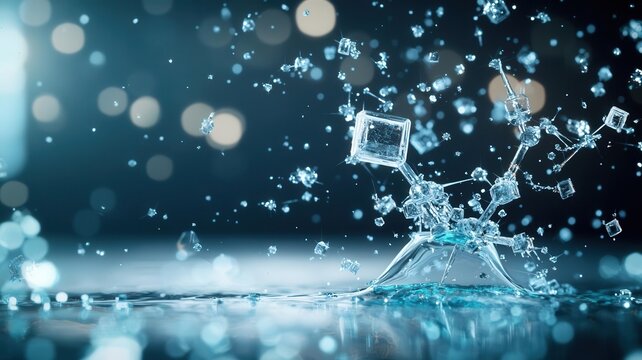 Close-up of crystals forming in organic solution with crystallization process.