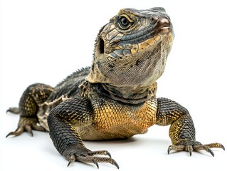 Obraz premium Lizard with detailed textures, white isolated background