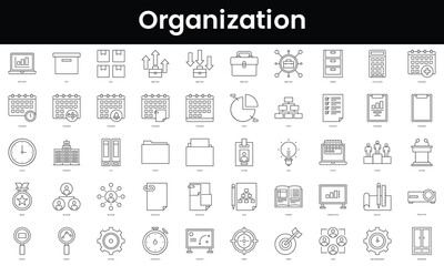 Set of outline organization icons. Minimalist thin linear web icon set. vector illustration.