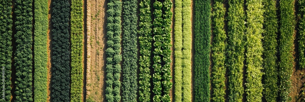 Poster the garden showcases neatly arranged rows of various vegetables, thriving in rich soil under a clear