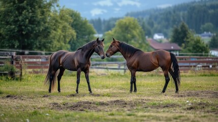 Two Horses in a Field