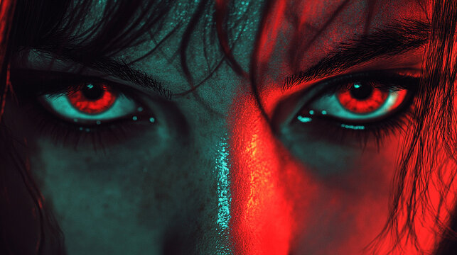 Closeup of a woman face in artistic and passionate way.