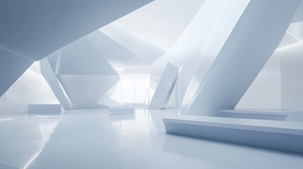 Obraz premium Futuristic Workspace with Sleek Geometric Design Elements