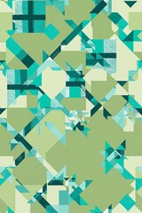 Teal plaid patterns on pastel green bcakground seamless wallpaper design abstract