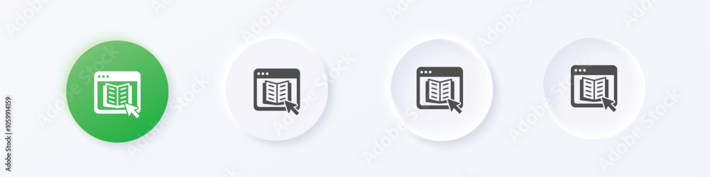 Wall mural e-book icon. neumorphism round style button design vector