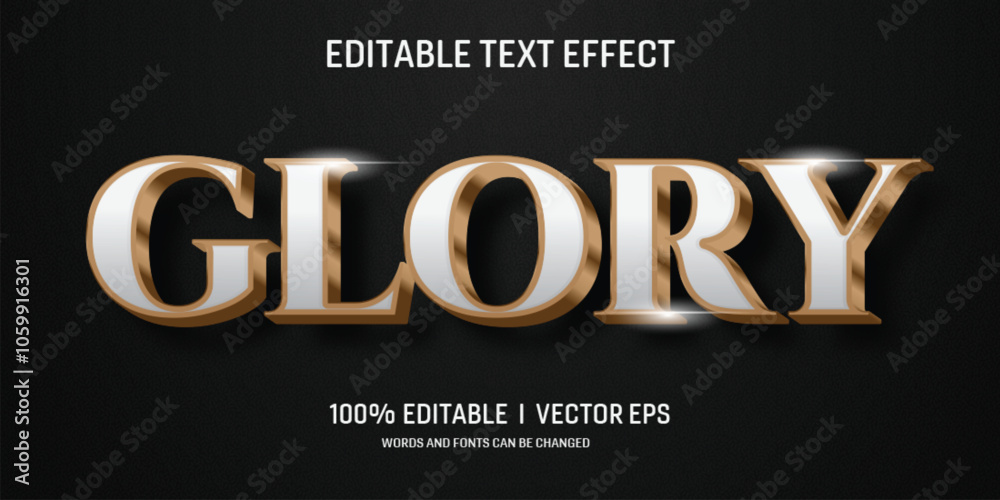 Wall mural editable glory vector 3d text effect with modern style design