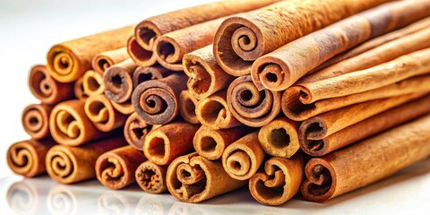 Cinnamon Sticks Isolated on White Background - Natural Spices for Cooking and Baking, Aromatic Flavor Enhancer, Healthy Ingredients, Culinary Arts, Home Cooking, Organic Spices