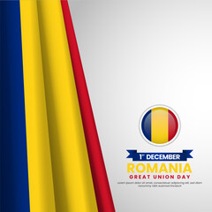 Romania Great Union Day banner design for greeting card, poster or social media post