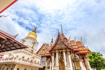 Naklejka premium Wat Bang Phra temple An ancient temple over 100 years old on the banks of the Tha Chin River in Nakhon Chai Si, Nakhon Pathom