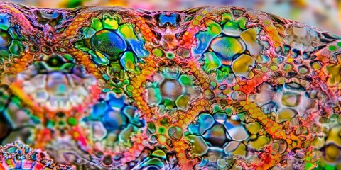 Obraz premium Abstract Colorful Pattern with Interconnected Bubbles and Cells