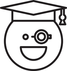 Smile Student Emoticon Line Art
