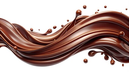 Chocolate splashes with small drops and curvy flows