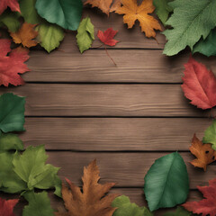 Obraz premium wood texture background with leaves on top
