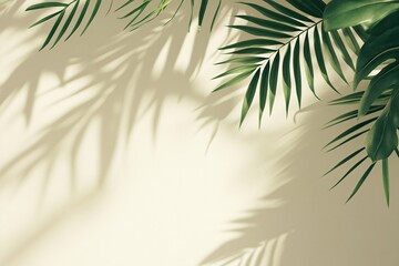 Fototapeta premium Tropical Leaves with Shadow Effects on Light Background