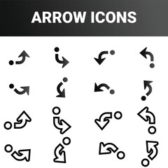 Simple minimalist directional arrow sign mark icons set design vector