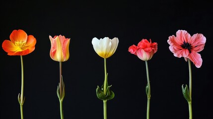 Obraz premium Flower blooming in time-lapse, capturing the stages of growth and the delicate beauty of nature