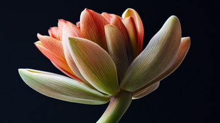 Fototapeta premium Time-lapse of a flower blooming, showcasing the delicate unfolding petals and the beauty of nature's growth