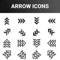 Obraz premium Simple minimalist directional arrow sign mark icons set design vector