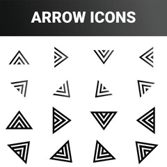 Simple minimalist directional arrow sign mark icons set design vector