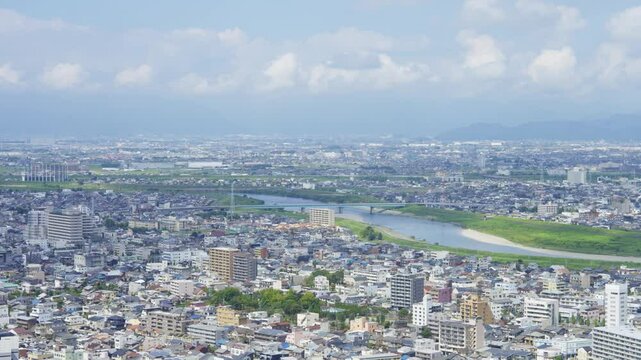 岐阜市を流れる長良川の風景動画