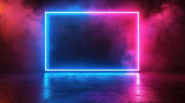 A colorful neon poster with electronic music vibes. The background is filled with smoke,