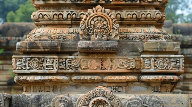 A closeup of a section of the monuments base showing intricate details and ornamentation that may often go unnoticed by visitors.