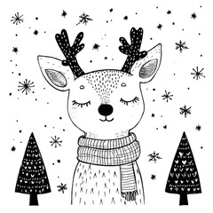 Fototapeta premium Joyful Christmas and New Year Collection: Santa, Festive Animals, Whimsical Decorations, Cozy Holiday Scenes, and Playful Winter Elements on White Background