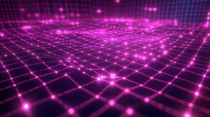 Obraz premium 3D network mesh with glowing points and intersecting paths, forming a web of connectivity