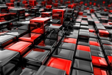 Obraz premium A close up of a black and red cube pattern