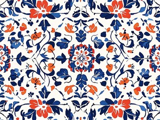 Naklejka premium Blue Floral Botanical Pattern
