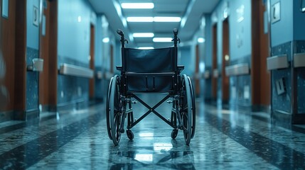 Obraz premium Wheelchair in Hospital Corridor