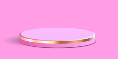 cylinder podium tube circle podium with gold strip stage 3d Abstract minimal scene mockup products display studio, Stage showcase. Vector geometric forms	