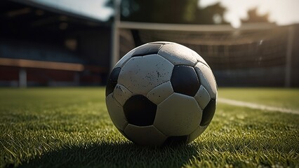 Obraz premium soccer ball on the grass background