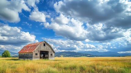 Barn Under Blue Sky.