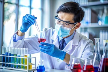 Fototapeta premium Male scientist using digital tablet in his laboratory