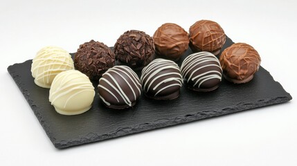 Decadent Chocolate Truffles on Slate Board