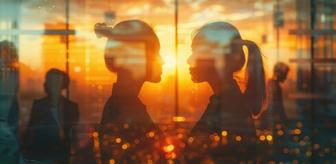 Couple standing in front of window