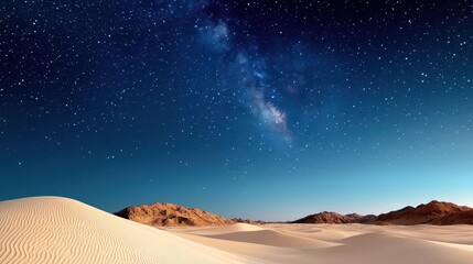 A breathtaking view of a starry night sky above a sprawling desert landscape