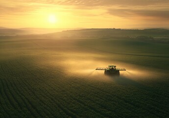Tractor Spraying Field.