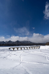 雪景色のタウシュベツ橋梁