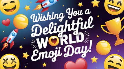 Colorful Emojis and Rockets Celebrate World Emoji Day