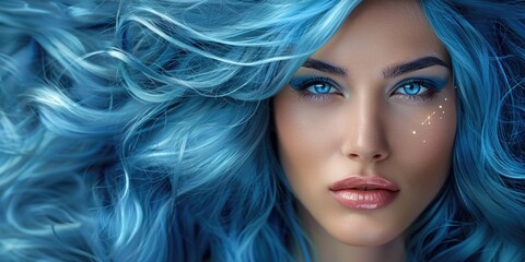 Fototapeta premium Woman with blue hair