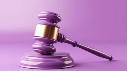 Purple gavel on purple background