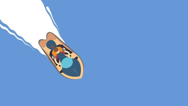 Jet Ski Riding Animation, Top View Scene, Alpha Channel Setting Background, Looping Video