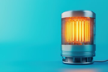 Electric heater on blue background