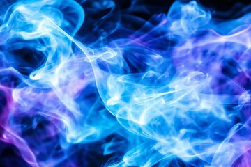Fototapeta premium A vibrant background of swirling blue and purple neon smoke against a dark backdrop, creating an electric and futuristic aesthetic with dynamic energy