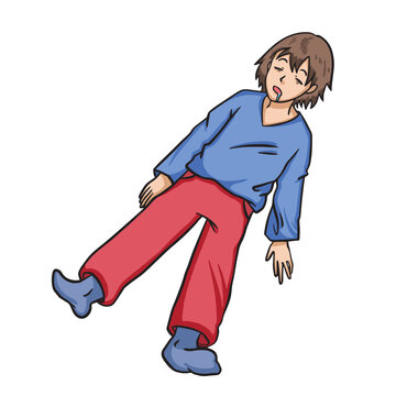 recommend clip art: Young human having a deep sleep colorful illustration isolated on square white background. Simple flat outlined cartoon art styled drawing.